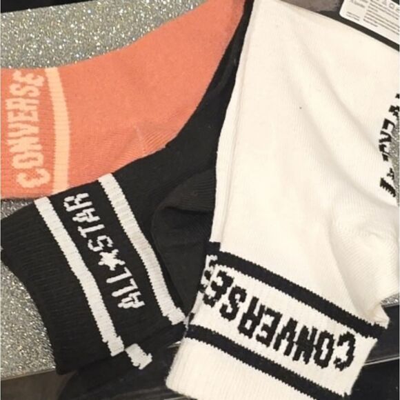 Converse 3-PK Stripe Logo Flat Knit Quarter Socks - Picture 8 of 8